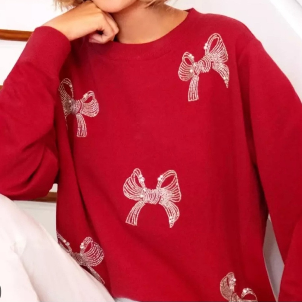 Lilly Pulitzer Red Ballard Sweatshirt with Bows Size XXL NWT Retail $128